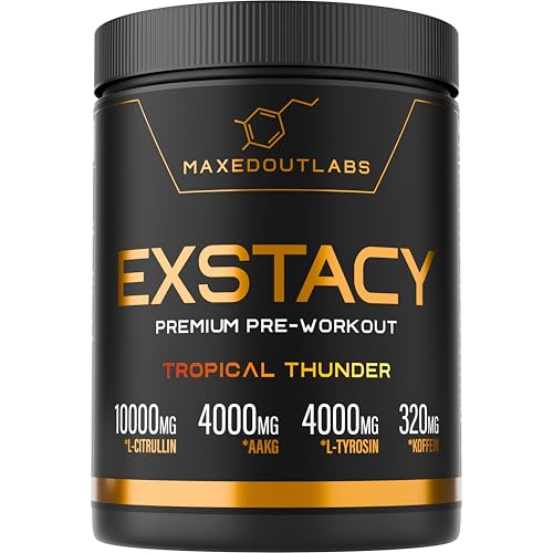 EXSTACY Pre Workout Booster - Premium Pump Booster & Trainingsbooster | Hochdosiert | Pre Workout | für Fitness & Gym | Fitness Pulver Energy | Hardcore Trainings Pre-workout (Tropisch)