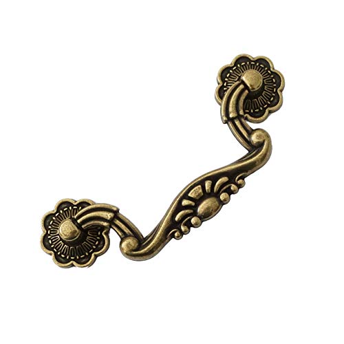 Lbfeel 3" 3.75" Antique Bronze Sun Flower Cabinet Handle Vintage Furniture Drop Bail 76 96Mm (3" Holes Center To Center) #TOP28