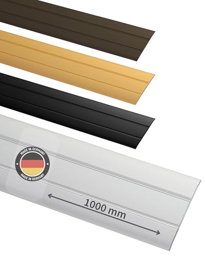 Gedotec Übergangsprofil selbstklebend Silber 1000 mm Alu I Länge 1m, Breite 37 mm I Made in Germany I Übergangsschiene Aluminium eloxiert, Übergangsleiste ohne bohren, Abdeckleiste