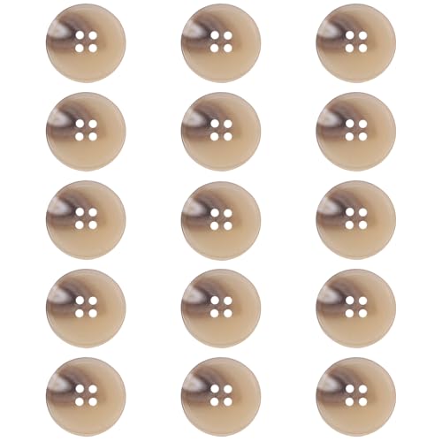ftiemlovde 15 Botones Decorativos Grandes Abrigo de 4 Agujeros，Button para Blazer（Marrón Claro 20 mm）