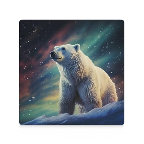 Lot de 4 dessous de verre en forme d'ours polaire, idée cadeau déco originale - 4