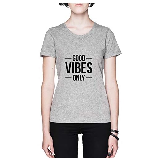 Good Vibes Only Gris Femme T-Shirt Taille L Grey Women's Tee Size L