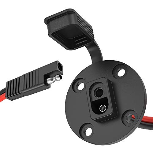 Kohree Sae Power Socket Sidewall Port Connector, 2 Pin Sae Quick Connect Solar Panel Flush Mount Connector Plug Cable Weatherproof 12Awg 13.2" W/ 8 Screws For Solar Generator Battery Charger, 2 Pcs #TOP7