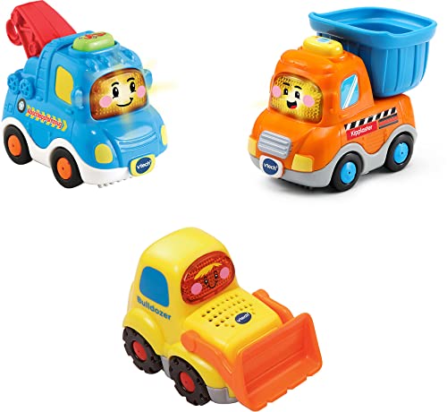Vtech 80-242174 Tut Baby Flitzer Lot de 3 véhicules de Chantier (remorquage, Camion basculant, Bulldozer), Voitures pour bébé, Multicolore