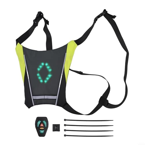 Oniissy Gilet con indicatori di direzione a LED per ciclismo, con luce ricaricabile USB, telecomando wireless, zaino di sicurezza riflettente per attività all'aperto, compatibile con (grigio)