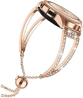 TOYOUTHS Compatible for Samsung Galaxy Watch 42mm Band Women Rose Gold Replacement Bling