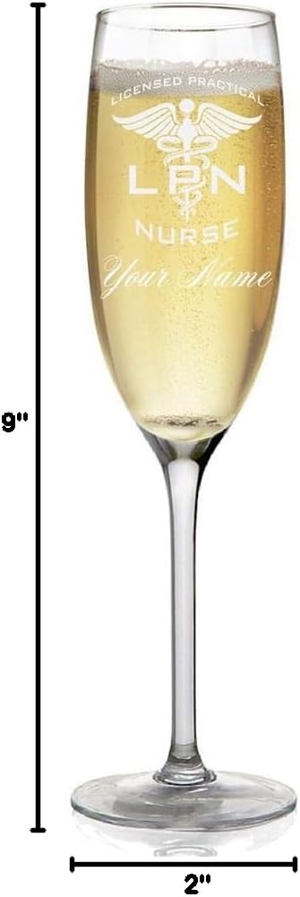 Champagne Glass, LPN Licensed Practical Nurse, Personalized Engraving Included