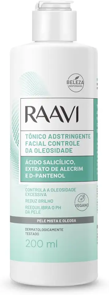 Raavi - Tônico Adstringente Facial Controle da Oleosidade Pele Mista e Oleosa 200ml