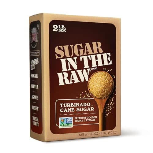 In The Raw Granulated Turbinado Cane Sugar, 2 lb Box,