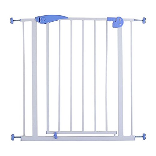 BLUE Baby Safety Gate Door Walk Through Child Toddler Pet Metal Easy Locking System