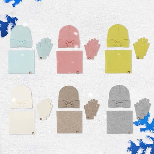 Conjunto de invierno para niño de 0 a 5 años con gorro de nudo y bufanda 2