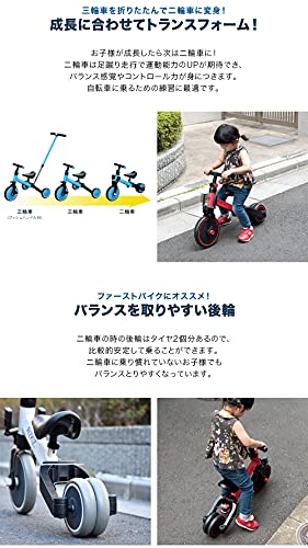 RiZKiZ 2in1 折たたみ三輪車 二輪車 大人用ハンドルバー付き