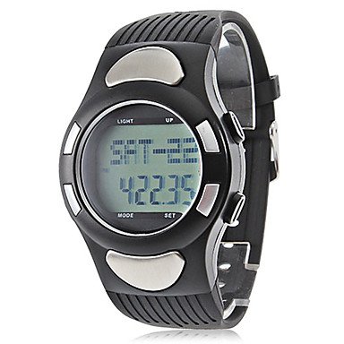 watches, Unisex Strapless Heart Rate Monitor Black Silicone Band Digital Wrist Watch with Pedometer