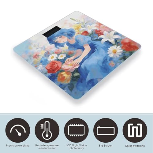 Báscula digital de baño con pantalla LED clara y plataforma de vidrio templado miniatura 3