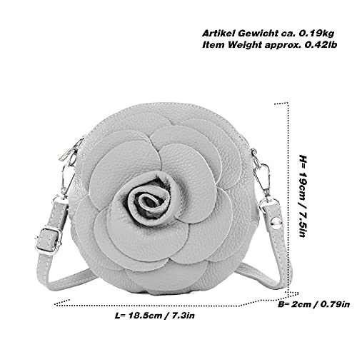 T225 - Leather Shoulder Bag, Floral Pattern, Small Size4