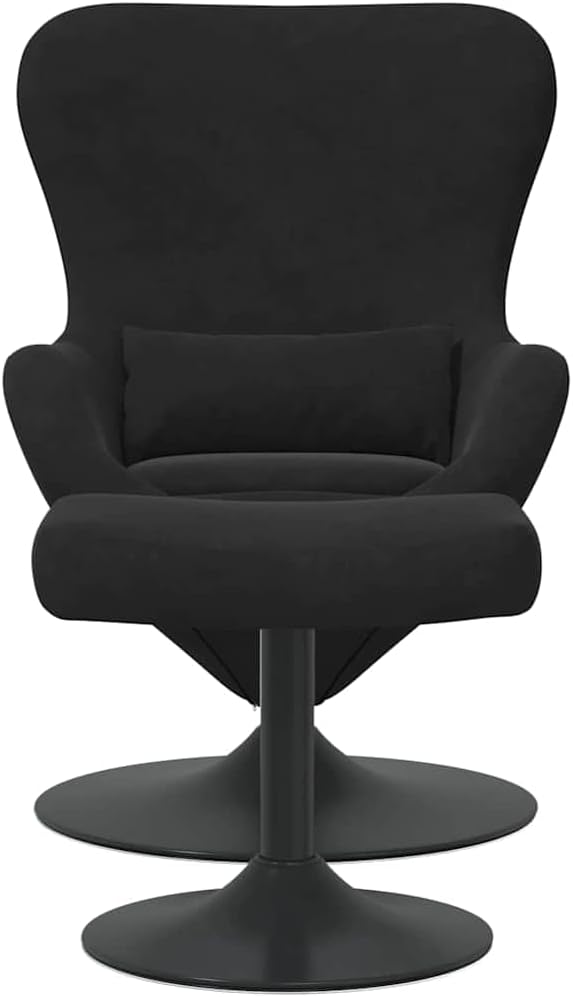 vidaXL Egg Chair with Footstool Black 24,80 x 28,74 x 35,43 in Velvet, Modern Lounge Chair, Stylish Seating, Velvet, Comfortable Egg, Swivel for Relaxing Home