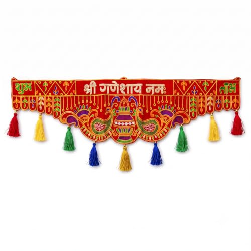 Traditional Embroidered Door Toran for Main Entrance | Red Centra...