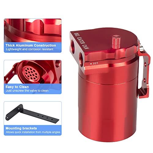 Image of JDMON Oil Catch Can, Passenger Side Oil Separator Compatible with Ford F150 2.7EB 3.5EB 5.0L Passenger Side 2011-2021, Expedition 3.5L EcoBoost 2018-2021, Raptor 3.5L Ecoboost 2017-2021, 350ml Red