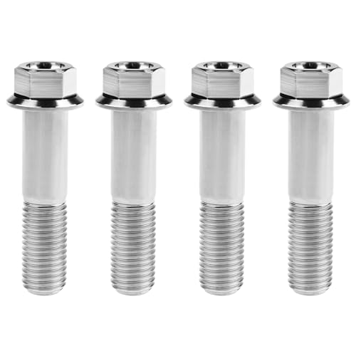 Image of Titanium Bolt M12 30 35 40 45 50 55 60 65 70 75 80 85 90mm Hex Small Flange Head for Motorcycle Car Modification Pack of 4 (M12x50mm Pitch 1.25, Silver)