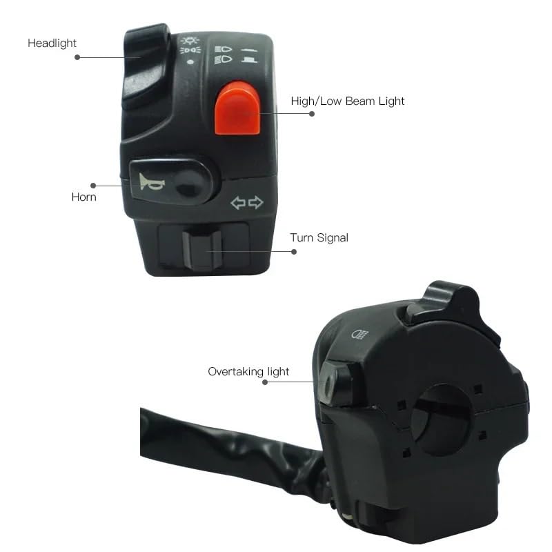 Interruptor de manillar de motocicleta de 12V derecho para Yamaha con bocina y encendido 5