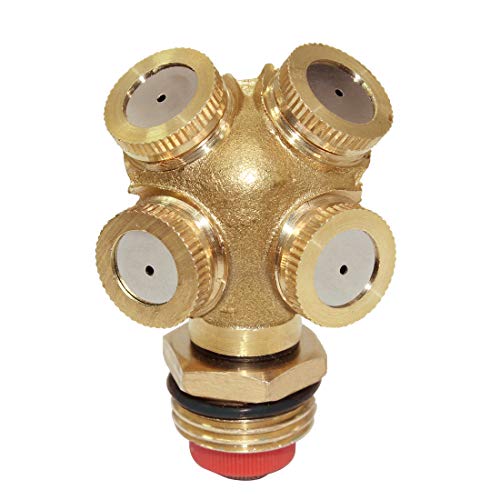 Beduan Sprinkler Mister Head 1/2" Npt Brass 4 Holes Garden Hose Sprinkles Irrigation Connect Fitting With Adapter And Filter Mesh #TOP24