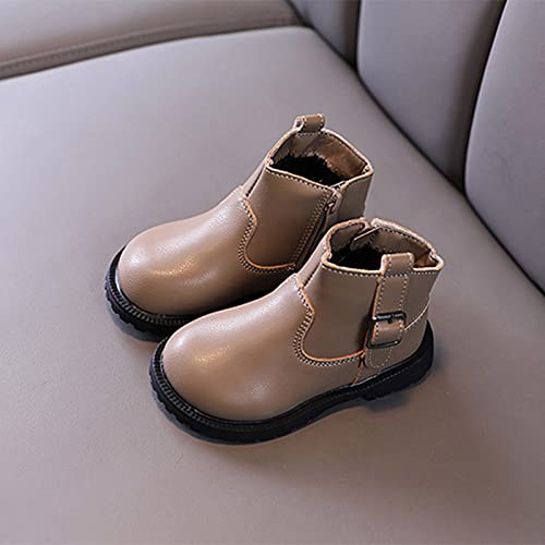 Fashion Autumn and Winter Girls Boots Round Toe Flat Sole Thick Bottom Non Slip Buckle Warm Solid Toddler Baby Boots2