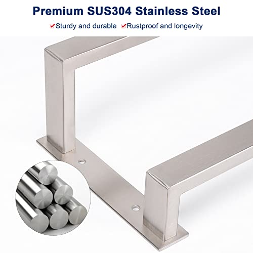 Nearmoon Bathroom Towel Bar, Towel Rod Holder, Square Shelf Rack Hanging Towel For Bath, Thicken Sus304 Stainless Steel Towel Rack Wall Mounted-2-Tier Bathroom Accessories (24 Inch, Brushed Nickel) #TOP2