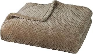 Delindo Lifestyle® Milano Beige Cappuccino Microfibre Fleece Blanket 220 x 240 cm XXL Bed Throw Fluffy Soft Blanket Bedspread for Relaxed Evenings