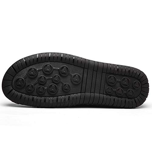 Qiucdzi Mens Leather Comfortable Shoes Hand Stitching Zipper Non-Slip Casual Shoes Loafer Boat Sneaker (8.5, Dark Brown, Numeric_8_Point_5)