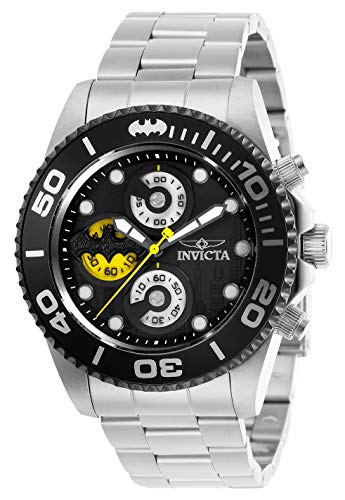 Invicta Men's DC Comics Steel Bracelet & Case Quartz Black Dial Analog Watch 29058