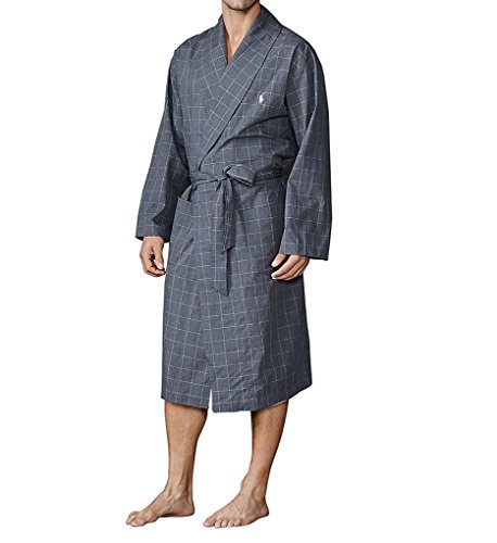 Polo Ralph Lauren Birdseye 100% Cotton Woven Robe (R171) S/M/Charcoal/Cream