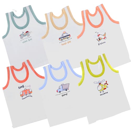 Image of REVOLTEK Printed Vest baniyan Cotton Inner wear for Baby wear Sleeveless Undershirts for Kids Sando ganji Tank-Tops Toddler Girls /Boys Colors Pack of 6