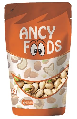 Image of Ancy Roasted and Salted Pistachios 250 Grams - Tasty Crunchy Healthy Nut Snack | Pista Dry Fruit | Rich in Protein, Fiber & Antioxidants | Great for Kids During Study Time and Office Breaks | Vegan Friendly Pista | Low Calorie - Lightly salted Pistachios
