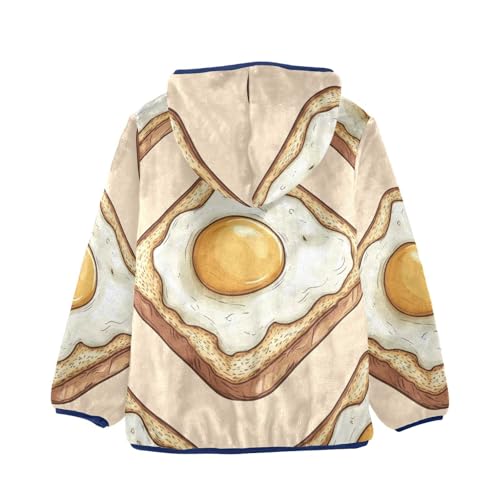 Bread with Fried Egg Girls Fleece Jacket Girls Fall Jacket Girls Zip Up Hoodie Girls Sherpa Jacket 2-10T2