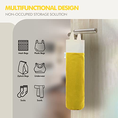 Lecorner Plastic Bag Holder, Wall Mount Grocery Bag Holder For Plastic Bags Storage, Cotton Shopping Garbage Sack Organizer, Large Trash Bag Dispenser For Home Kitchen Decor (Ginger Yellow) #TOP3
