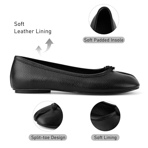 Image of VBDB Tabi Ballet Flats Shoes for Women Rounde Toe Wide Width Split Toe Low Heel Comfortable Flats Shoes