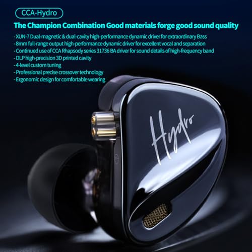 CCA Hydro in Ear Monitor Headphones with 4 Tuning Switches, 2DD 8BA Hybrid Driver Gaming Earbuds, HiFi Bass IEM Earphones for Musicians Singers Audio Engineers Audiophile Dj Drummers by CCA - Used condition - Image 2