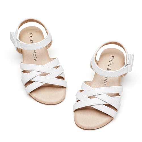 Image of Felix & Flora Toddler Girl Sandals - Little Girl Easter Dress Shoes Lightweight Open Toe Beach Holiday Flats