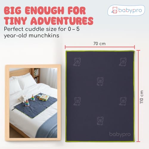 Image of BabyPro Microfiber Baby Bath Towel for Boys & Girls, 0-5 Years, 70 x 110 cm | 100%Cotton, Ultra Soft, Quick Dry, Ultra Absorbent, Lightweight, Navy Blue