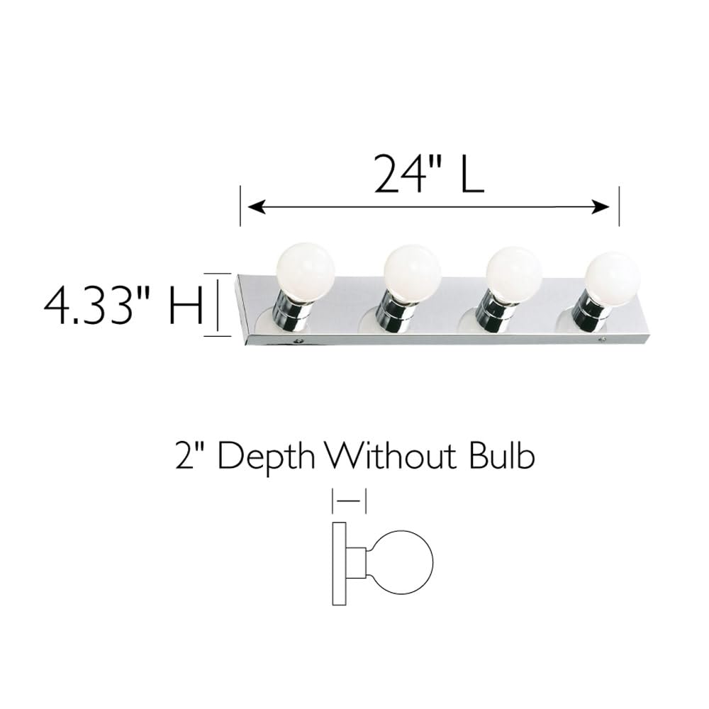 Design House Bande lumineuse contemporaine 4 lumières à intensité variable chrome poli salle de bain