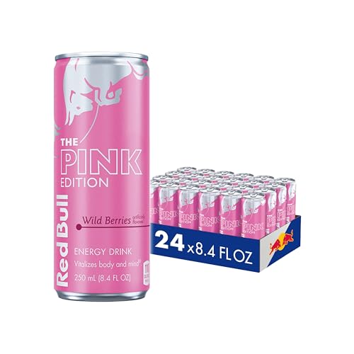Red Bull Wild Berries, Pink Edition, with 80mg Caffeine plus Taurine & B Vitamins, 8.4 Fl Oz, Pack of 24 Cans