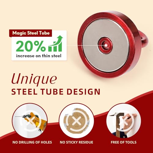 Image of Neosmuk Magnetic Hooks Steel Tube Design for Cruise,130lb+ Red,10 Pack | Cruise Ship Essentials,Heavy Duty Magnett Hooks for Cabins, Refrigerator, Grill, Hanging, and Travel Extra Strong Must-Haves