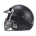 Parcclle Motorradhelm, Klassisches Leder,Helm Scooter-Helm Integral-Helm Sturz-Helm Sport Helmet Roller-Helm