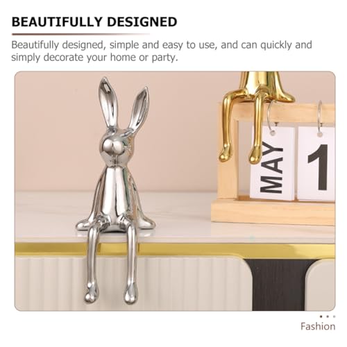 Mini Figurine Décorative Lapin Argenté Idée Cadeau Maison et Salon