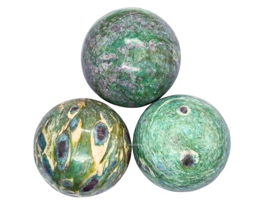 Image of Certified Ruby Fuchsite Crystal Ball for Meditation - Premium Crystal Vastu Items for Home and Feng Shui Items for Good Luck - Ideal for Pooja Supplies and Spiritual Practices (2.5 inch Inch)