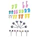 Bobury 20pcs/Set Mini Augen Karikatur Ausdruck Cartoon Tier Obstgabel Frucht Gabel Plastikfrucht Zahnstocher für Kinder Mini Cartoon Snack Kuchen Dessert Essen Obst Zahnstocher