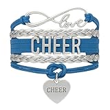 Sportybella - Cheer Coach Bracelet - Heart Blue and Silver - Cheerleading Charm Jewelry Gift for Cheerleaders, Teams or Squads