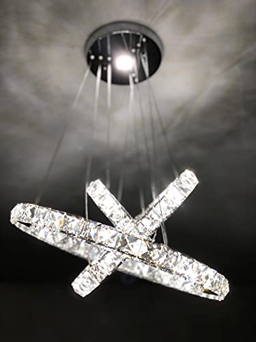 Image of Modern Crystal Chandelier Ring Hotel Dining Room Living Room Chandelier Led Light Fixtures Hanging Ring Foyer Bedroom Pendant Lights(10.5''&14.5&18.5'' Inch Dia,Warm White)