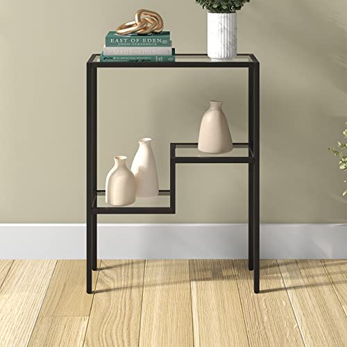 Henn&Hart 22" Narrow Glass Rectangular Console Table Entryway Table, Sofa Table with Two-Tiered Glass Shelf for Entryway, Living Room, Couch, Hallway, or Office, Black by Henn&Hart - Image 8