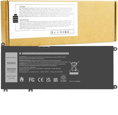 Image of 33YDH 56WH Laptop Battery for Dell Inspiron 17 7000 7778 7779 7786 7773 15 7577 G3 3579 3779 G5 5587 G7 7588 Latitude 13 3380 14 3490 15 3590 3580 PVHT1 P30E 81PF3 081PF3 (33YDH)